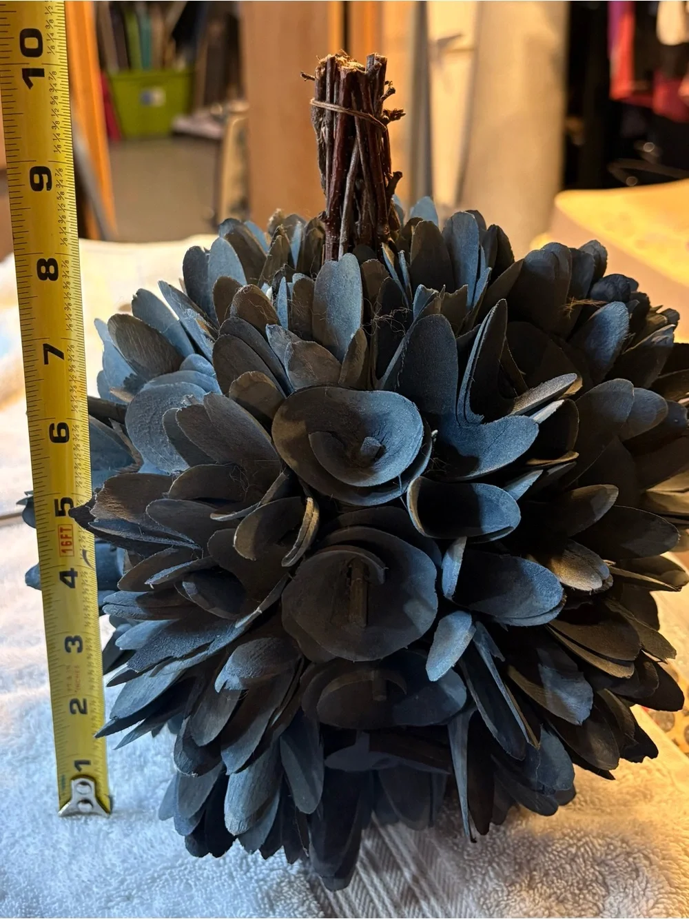 Decorative Blue wooden Floral Ball - Home Accents